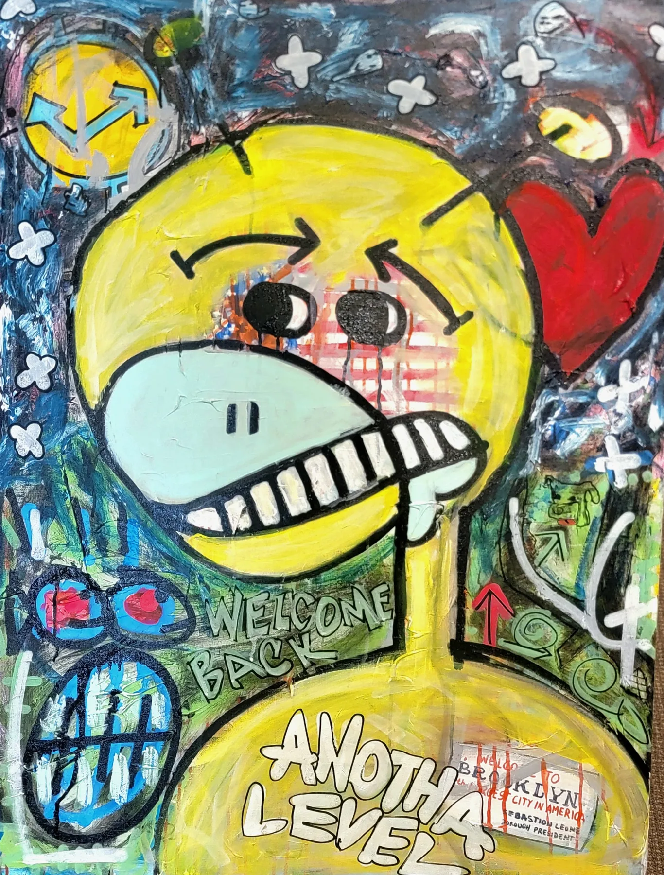 Anotha Level, a bold yellow character painting by Jason Piken